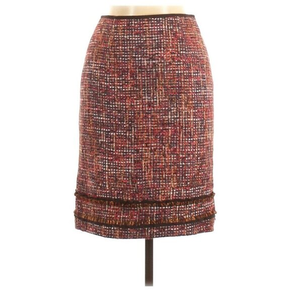 Etcetera Wool Multicolor Tweed Ruffle Fringe Skirt - Picture 1 of 2